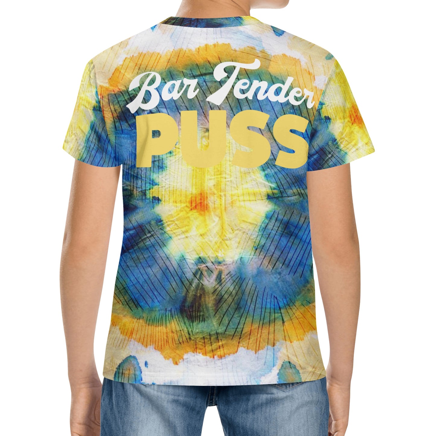 Bar Tender Puss Kids All Over Print Short Sleeve T-Shirt