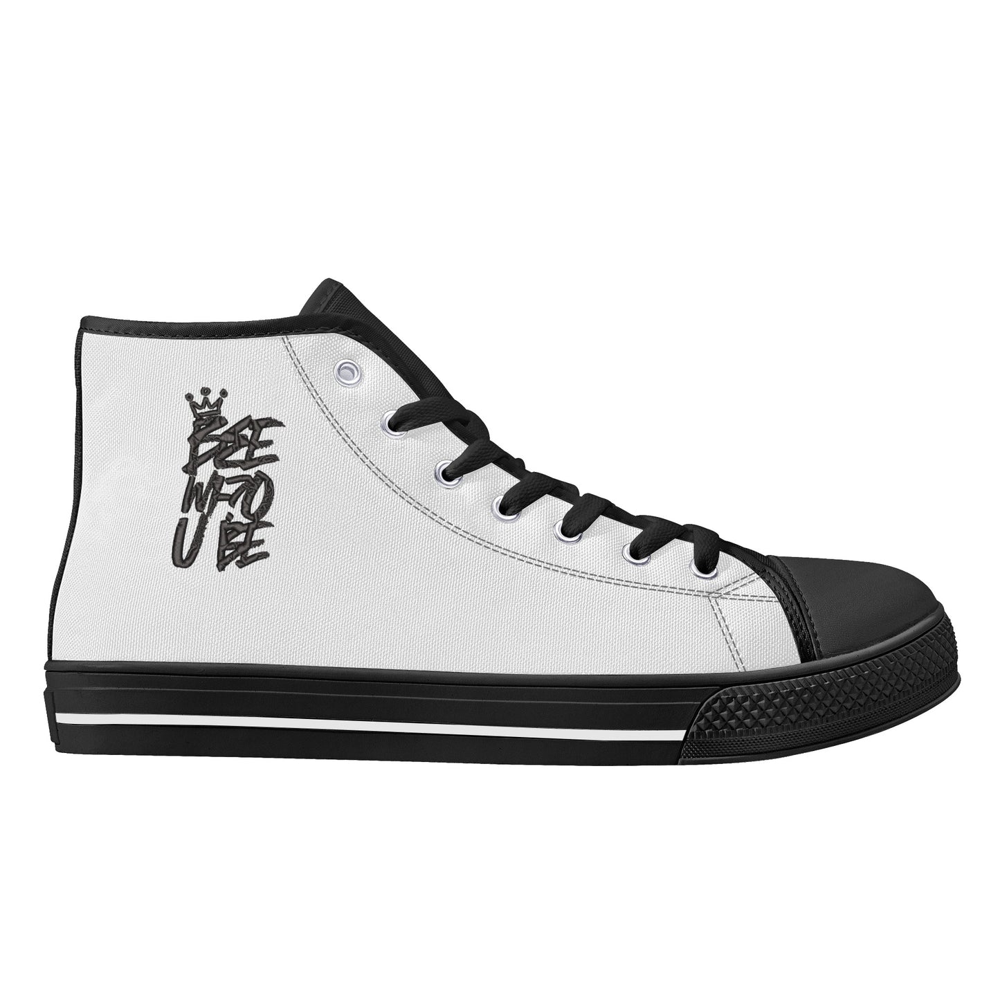 Bee Who U Be Mens Printed + Embroidered High Top Canvas Shoes