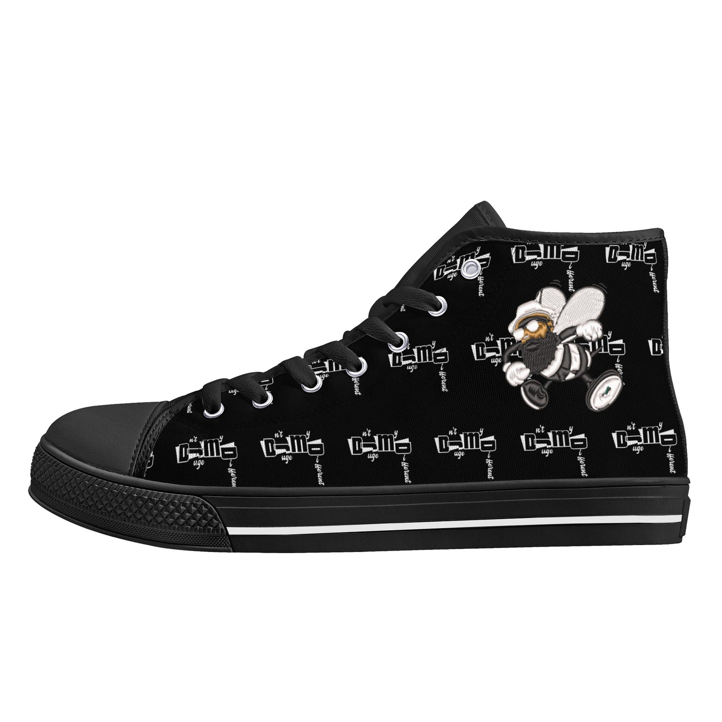 DJMD Mens Printed + Embroidered High Top Canvas Shoes