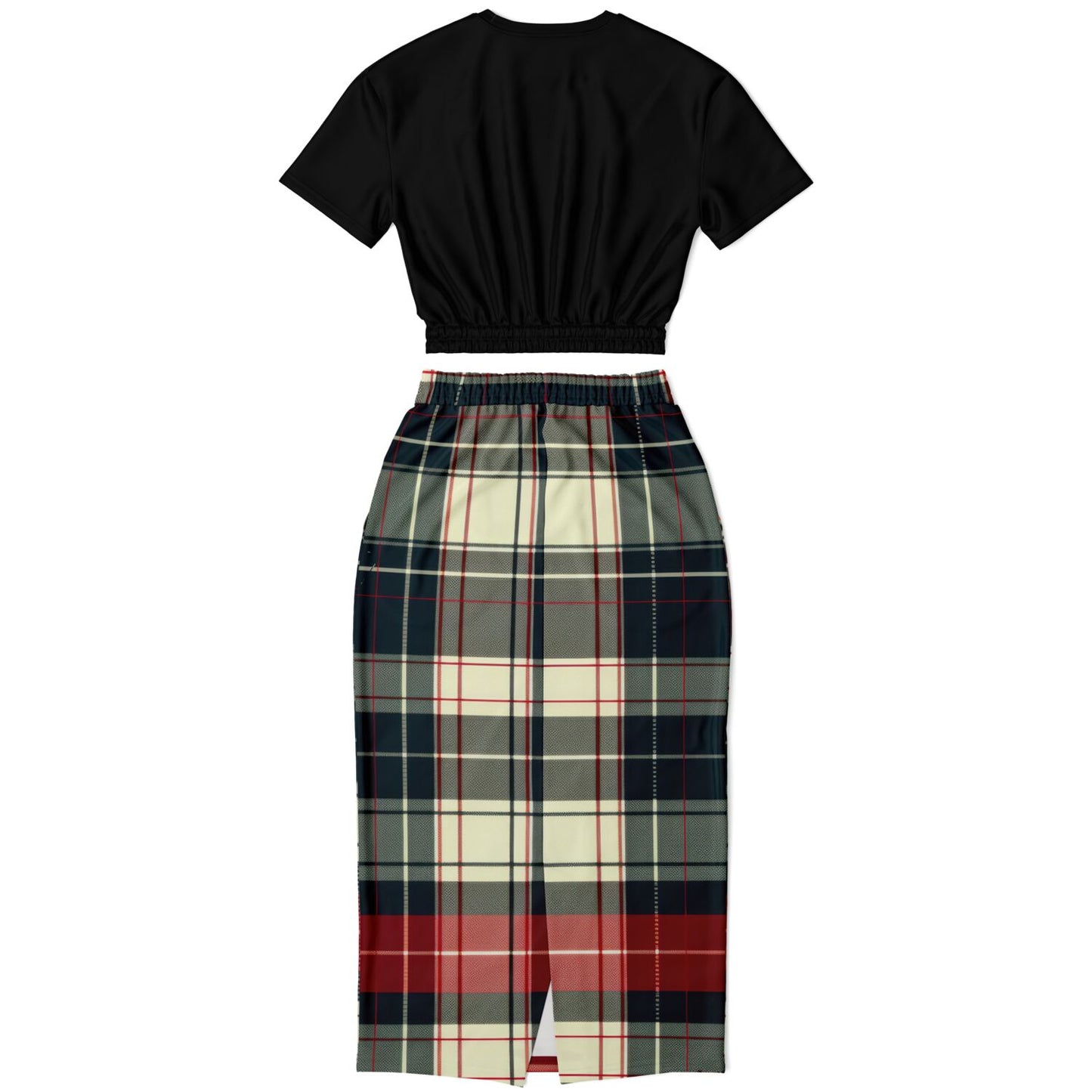 Formula Strawberry Cropped Short Sleeve Sweatshirt and Long Pocket Skirt Set – AOP