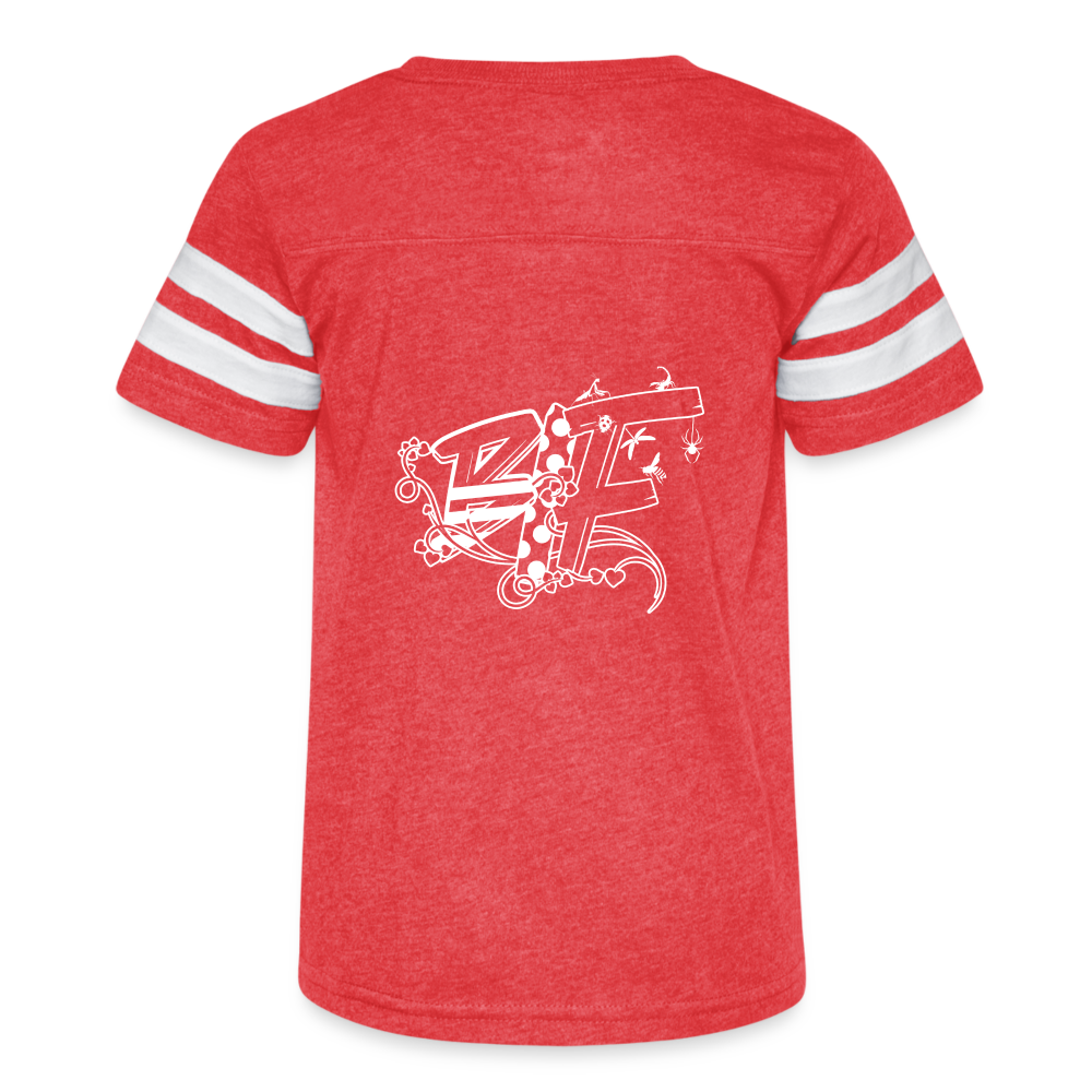 Bee Nostalgic Kid's Football Tee - vintage red/white