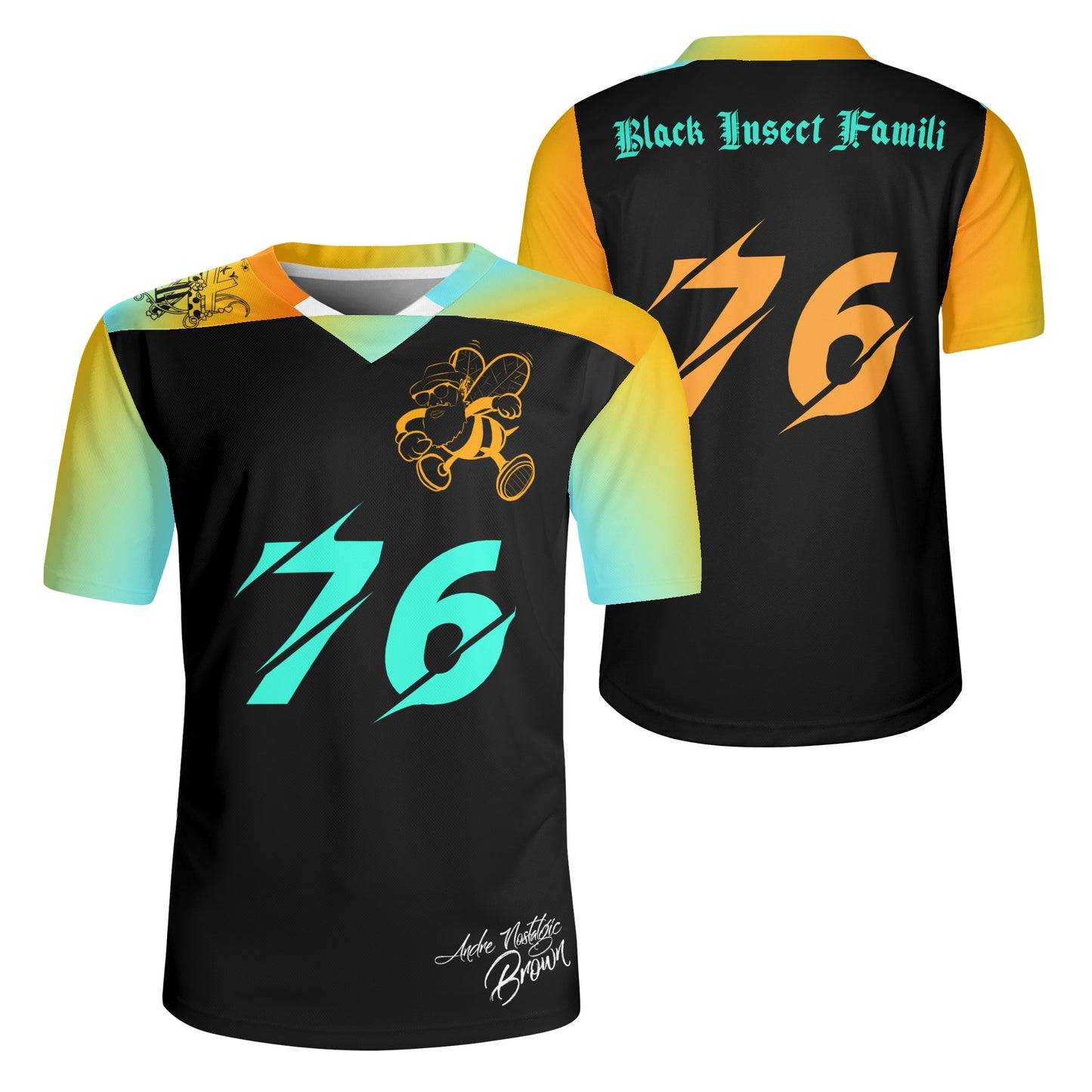 Blk Insct Famili Mens All Over Printing Rugby Jersey