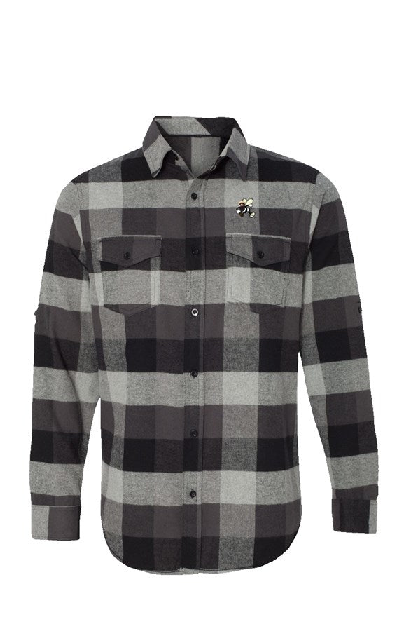 Be Who You Bee Long Sleeve Flannel Grey And Black