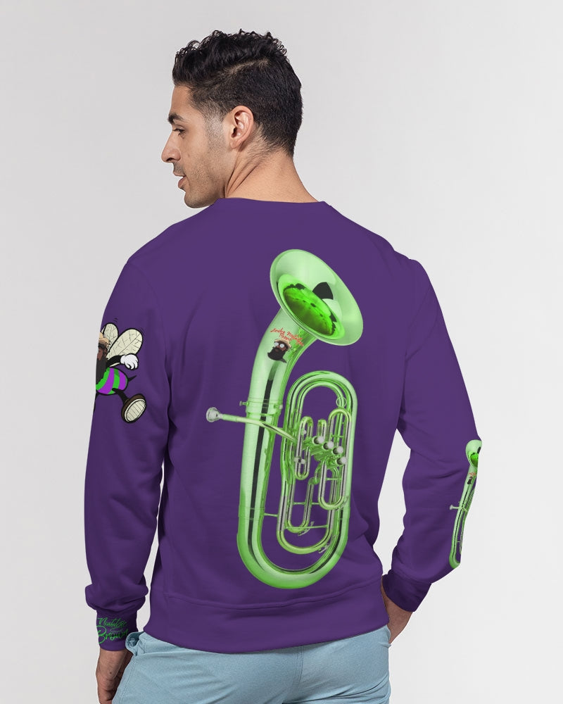 Dhis Horn Rght Here Purple NeonGreen Men's Classic French Terry Crewneck Pullover