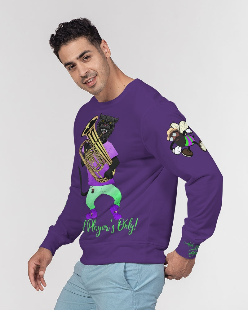 Dhis Horn Rght Here Purple NeonGreen Men's Classic French Terry Crewneck Pullover