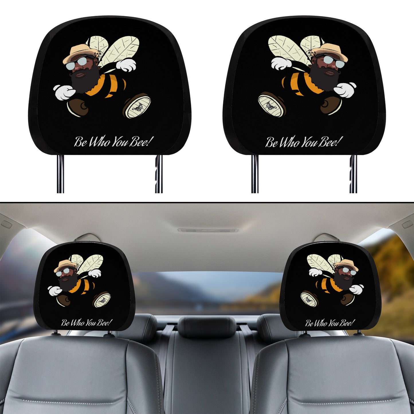 Be Who You Bee Car Headrest Covers