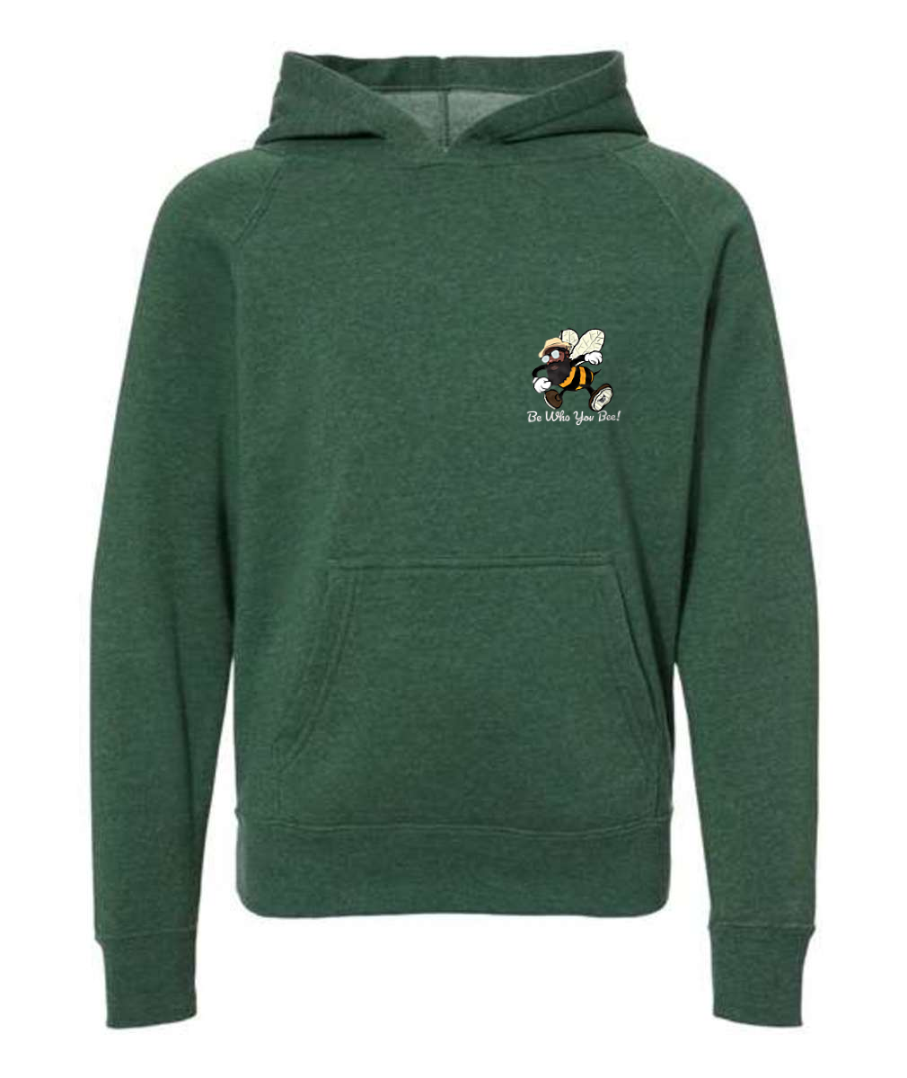 Be Who you Bee Embroidered Youth Special Blend Raglan Hooded Sweatshirt or Similar