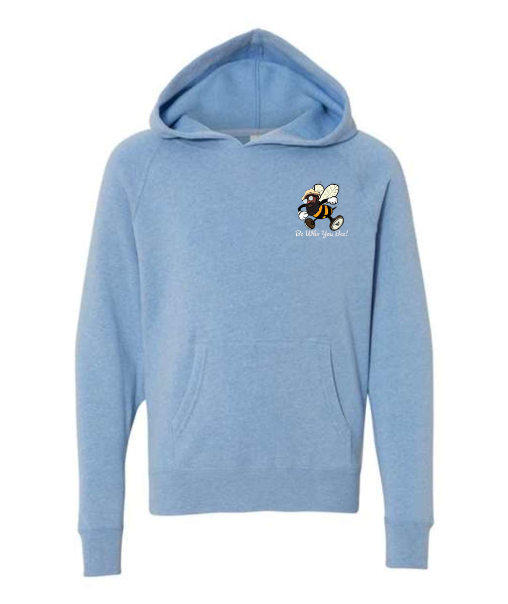 Be Who you Bee Embroidered Youth Special Blend Raglan Hooded Sweatshirt or Similar