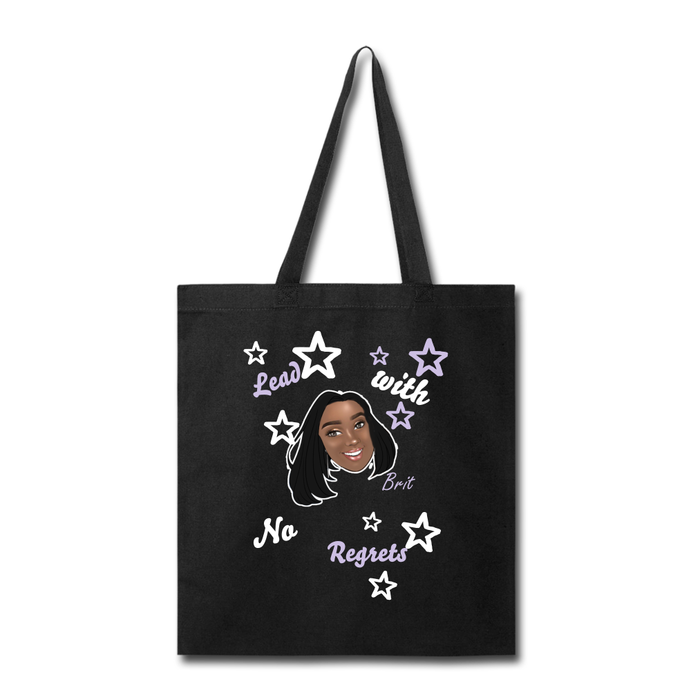 Lead With No Regrets Tote Bag by Andre Nostalgic Brown Collection - black