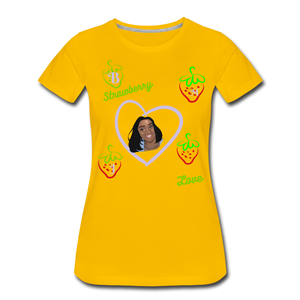 B M J Accessories & Fashions Women’s Premium T-Shirt by Andre Nostalgic Brown Collection - sun yellow