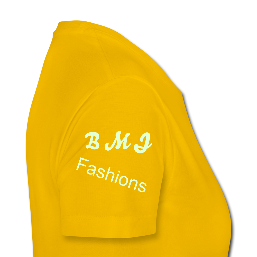 B M J Accessories & Fashions Women’s Premium T-Shirt by Andre Nostalgic Brown Collection - sun yellow